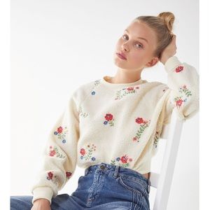 ISO Urban Outfitters Aster Sherpa Crop Sweatshirt